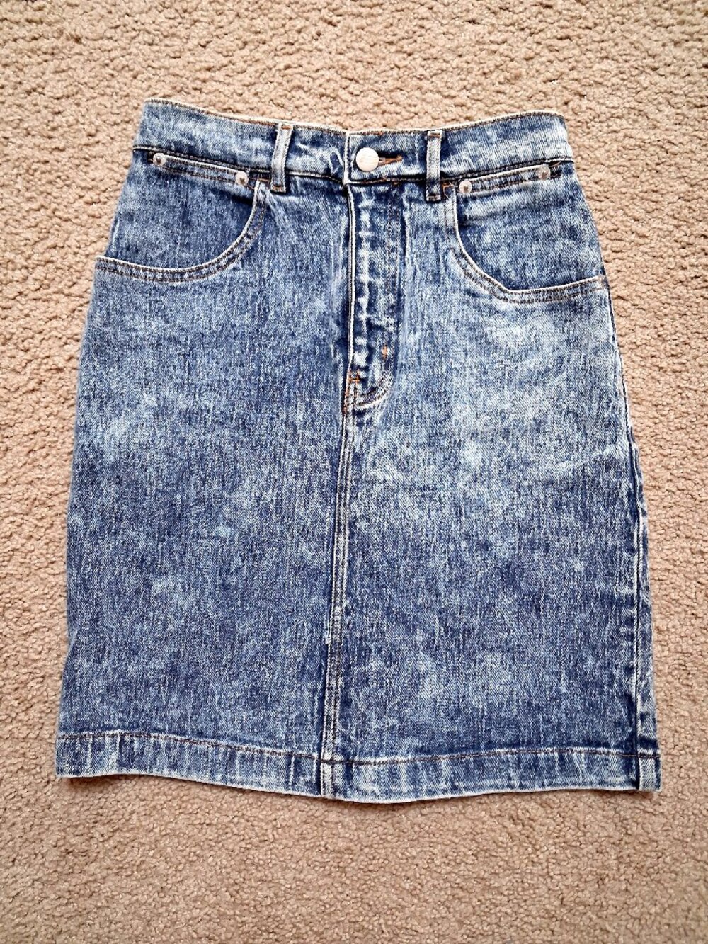 STUDEBAKER ALESSIO Vintage 80s Acid Wash Denim Skirt sz 5/6 (Modern XS)